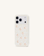 Pearl Embellished Phone Case - White