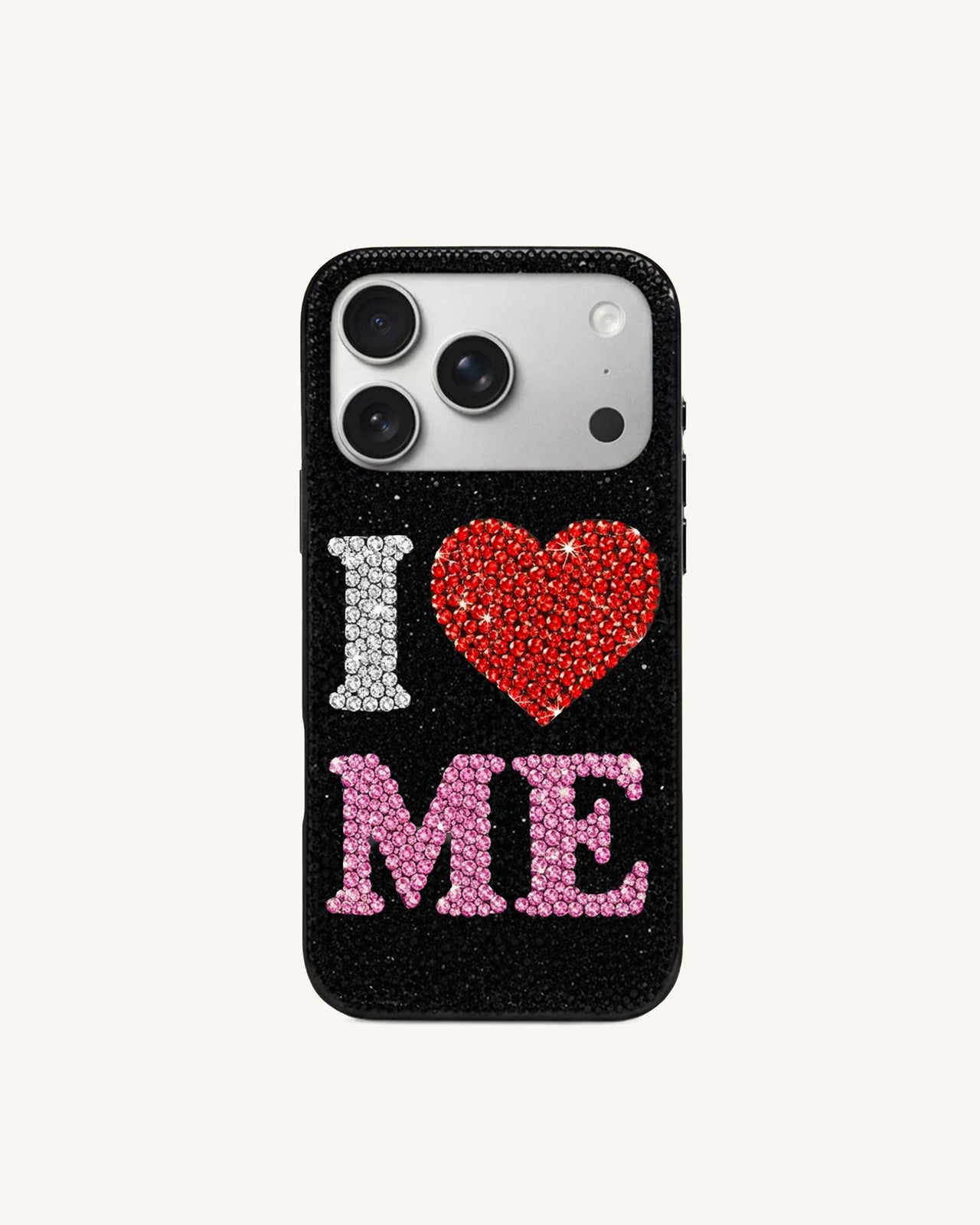 I Love Me Artificial Crystal Phone Case - Black