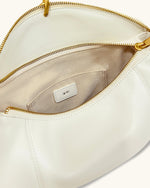 Jayla Metal Pendant Embellished Shoulder Bag - White