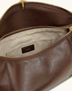 Jayla Metal Pendant Embellished Shoulder Bag - Dark Brown