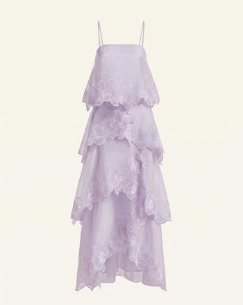 Orchid Embroidered Layered Maxi Dress - Light Purple