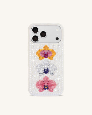Pearl Orchid Floral Phone Case - White