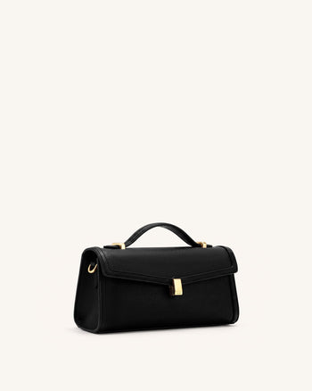 Delphine Saffiano Top Handle Bag - Black