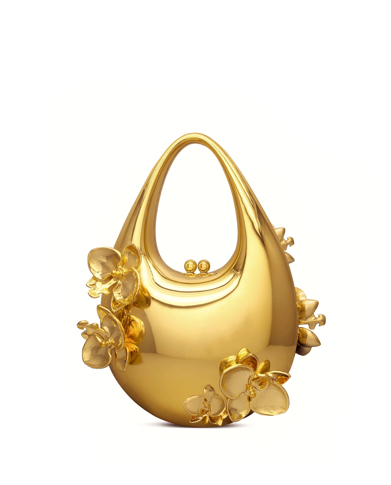 Lydia Floral Embellished Handbag - Gold