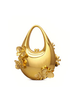 Lydia Floral Embellished Handbag - Gold