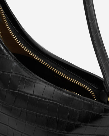 Lyra Shoulder Bag - Black Croc