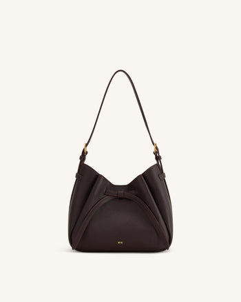 Mabel Soft Bow Shoulder Bag - Dark Brown