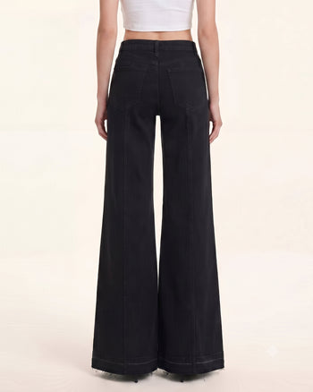 The Rebel Pink Ribbon Split Fray Jeans  - Black