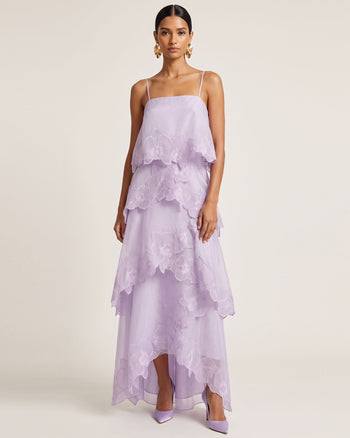 Orchid Embroidered Layered Maxi Dress - Light Purple