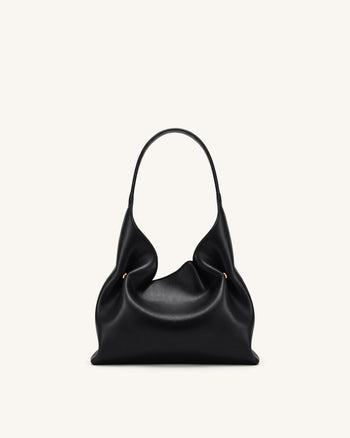 Velora Smooth Hobo Shoulder Bag - Black