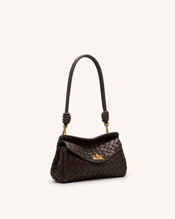 Lucia Woven Shoulder Bag - Brown