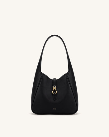 Bruna Pebbled Hobo Bag - Black