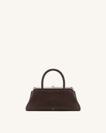 Anouk Frame Top Handle Bag - Dark Brown