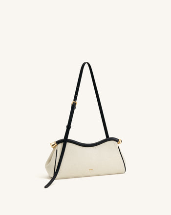 Naomi Curved Shoulder Bag - Black Canvas