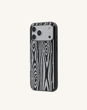 Zebra Rhinestone Phone Case - Black