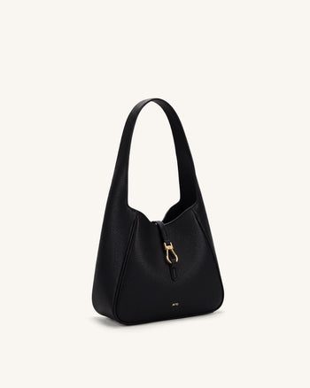 Bruna Pebbled Hobo Bag - Black