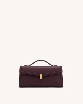Delphine Saffiano Top Handle Bag - Deep Burgundy
