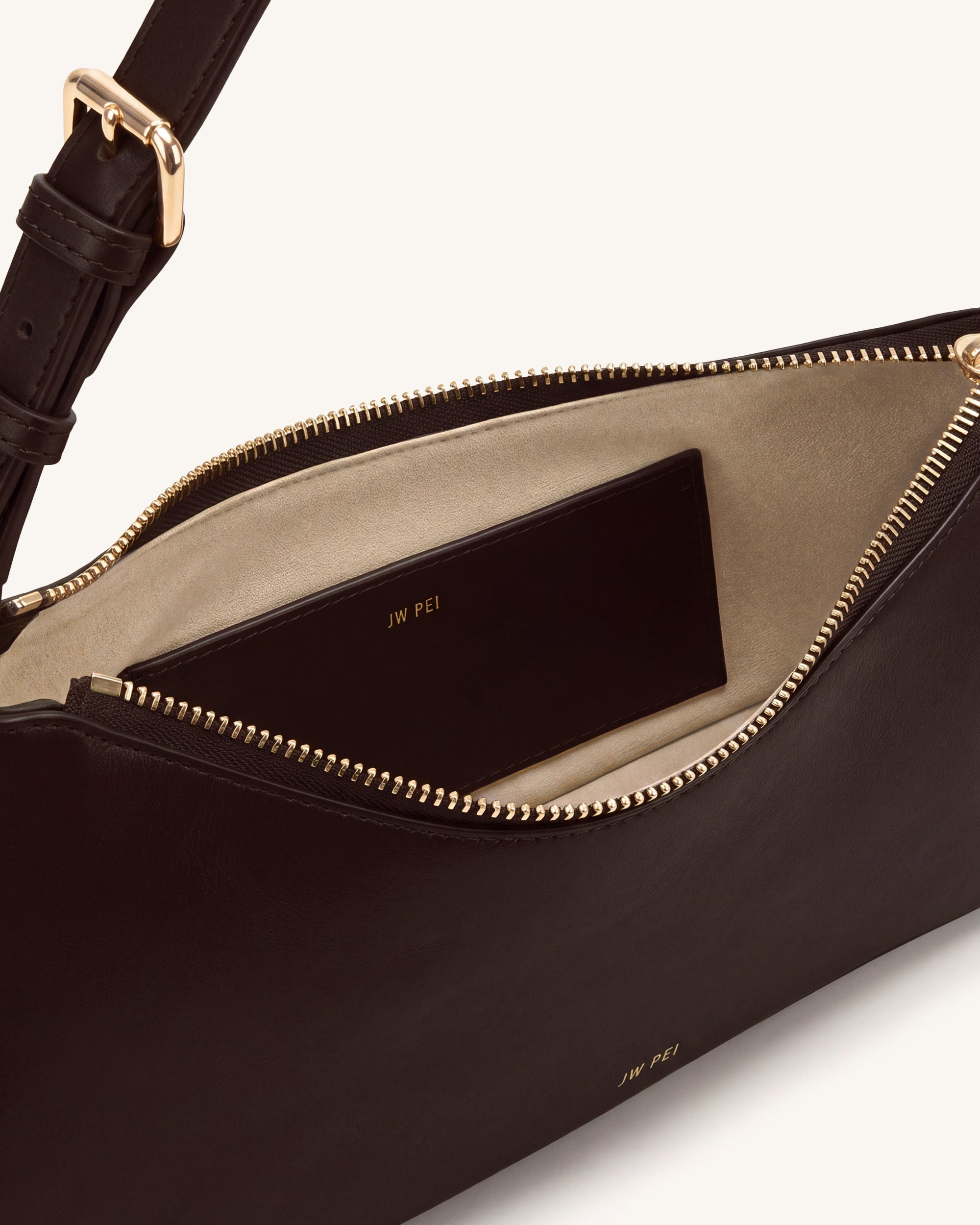 Harlee Curved Zip Shoulder Bag - Dark Brown – JW PEI LATAM