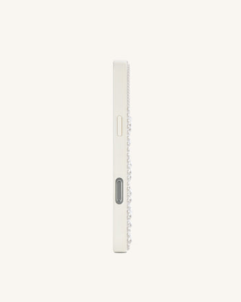 Pearl Shark Artificial Crystal Phone Case - White