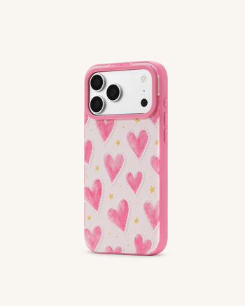 Pink Heart Pattern Phone Case - Pink