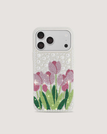 Tulip Faux Pearl Phone Case - White