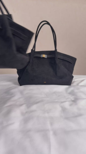 Hana Mini Faux Suede Tote Bag - Black