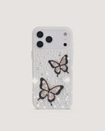 Butterfly Pearl Embellished Phone Case - White