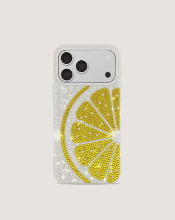 Lemon Slice Faux Pearl Phone Case - White