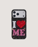 I Love Me Artificial Crystal Phone Case - Black