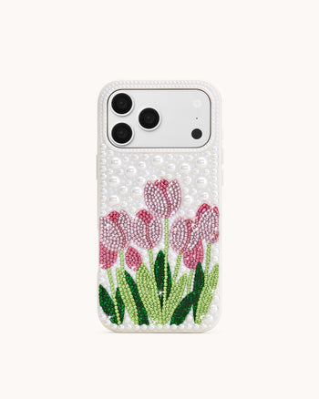 Tulip Faux Pearl Phone Case - White