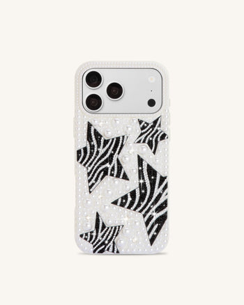 Zebra Star Pearl Phone Case - White