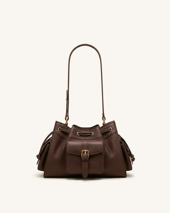 Harper Drawstring Shoulder Bag - Brown
