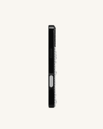 Pearl Artificial Crystal Puppy Phone Case - Black