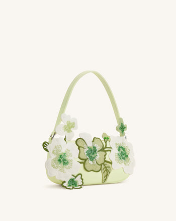 Leona Bead Embellished Shoulder Bag - Light Green