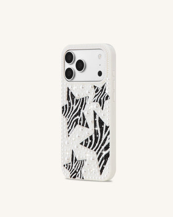 Zebra Star Pearl Phone Case - White