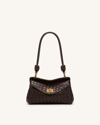 Lucia Woven Shoulder Bag - Brown