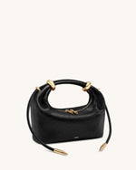 Ellie Metal Ring Embellished Top Handle Bag - Black