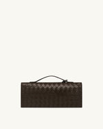 Celeste Woven Textured Envelope Top Handle Bag - Dark Brown