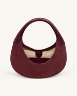 Colette Faux Suede Crescent Hobo Bag - Deep Claret