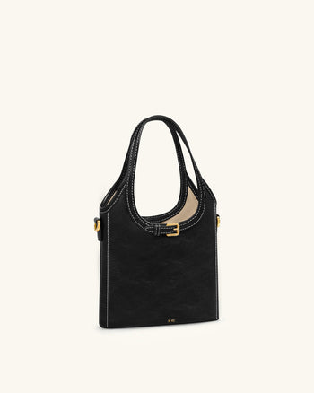 Brooke Mini Belted Embellished Top Handle Bag - Black