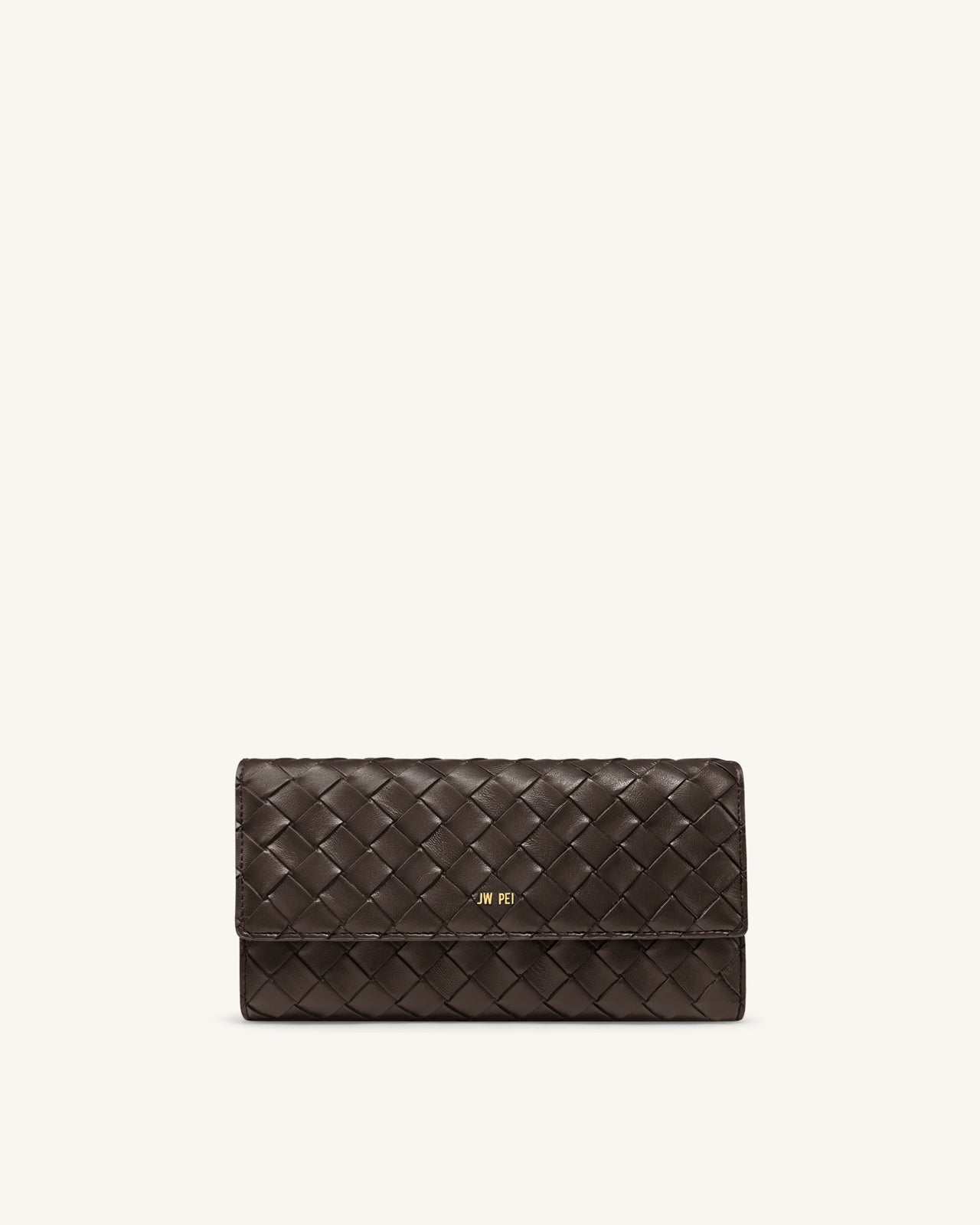 Woven Texture Flap Wallet - Chocolate