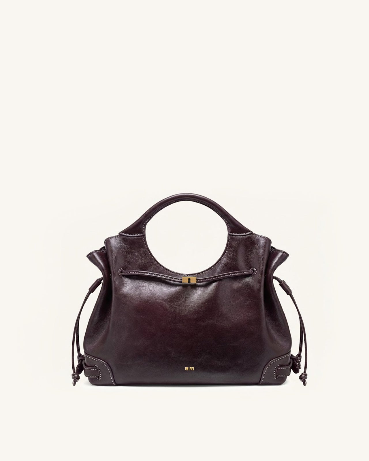 Virelle Waxed Vegan Leather Drawstring Tote Bag - Burgundy