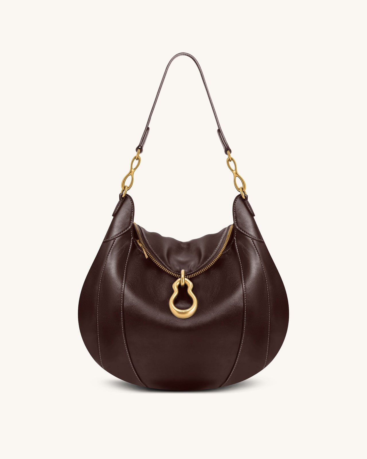 Daria Metal Pendant Embellished Shoulder Bag - Dark Brown