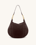 Daria Metal Pendant Embellished Shoulder Bag - Dark Brown