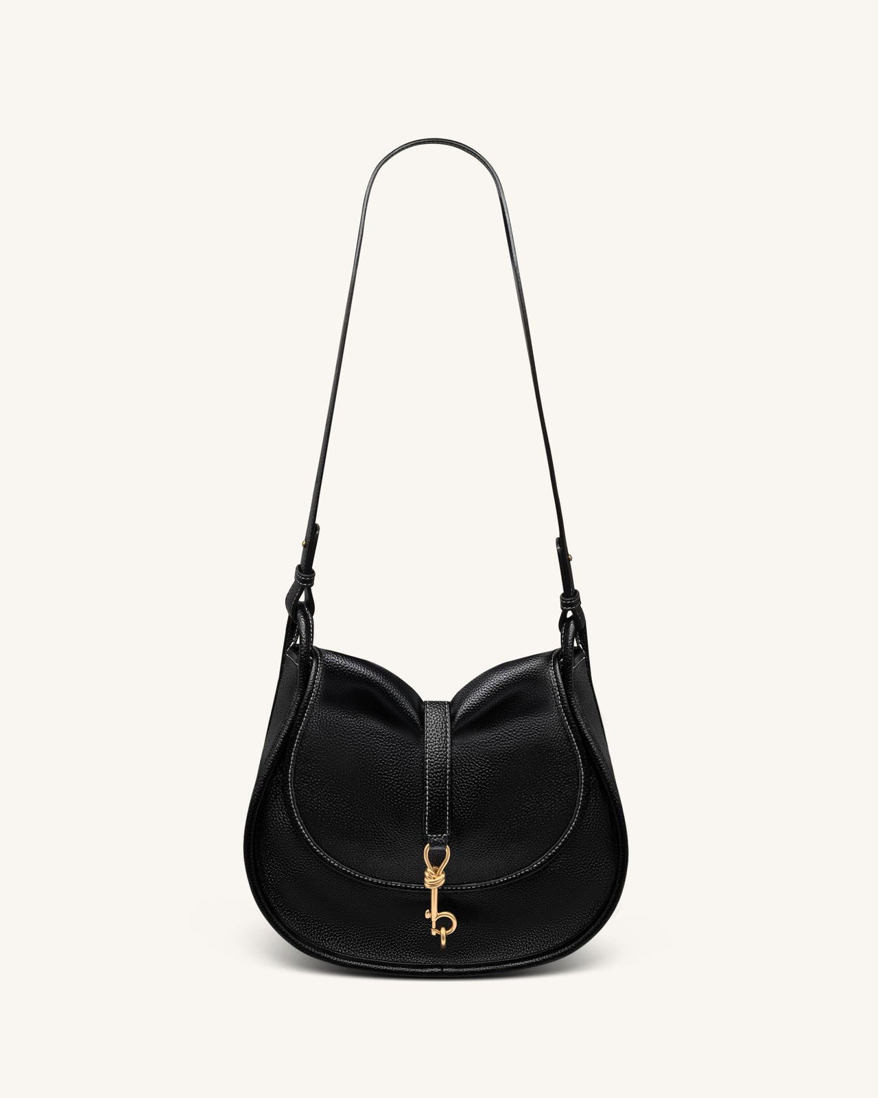 Arla Small Hobo Bag - Black Pebbled