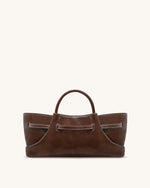 Maeve Dachshund Metal Charm Tote Bag - Dark Brown