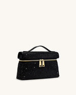 Thea Artificial Crystal Top Handle Bag - Black