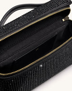 Thea Artificial Crystal Top Handle Bag - Black
