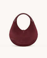 Colette Faux Suede Crescent Hobo Bag - Deep Claret
