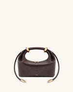 Ellie Metal Ring Embellished Top Handle Bag - Dark Brown